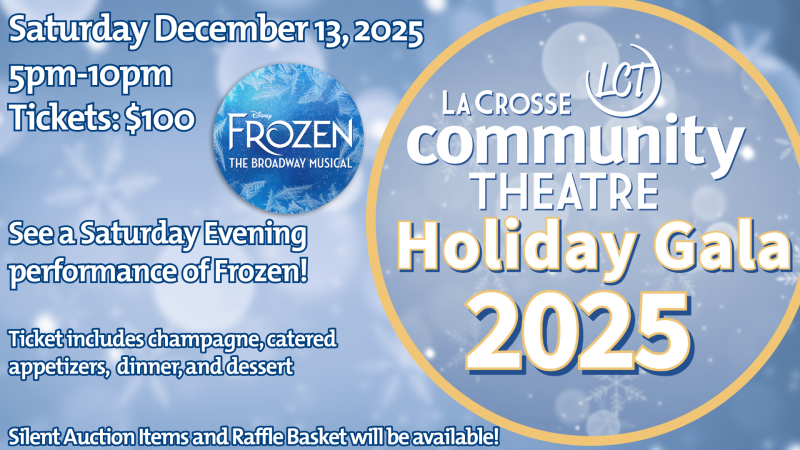 Graphic listing details and date for holiday gala 2025